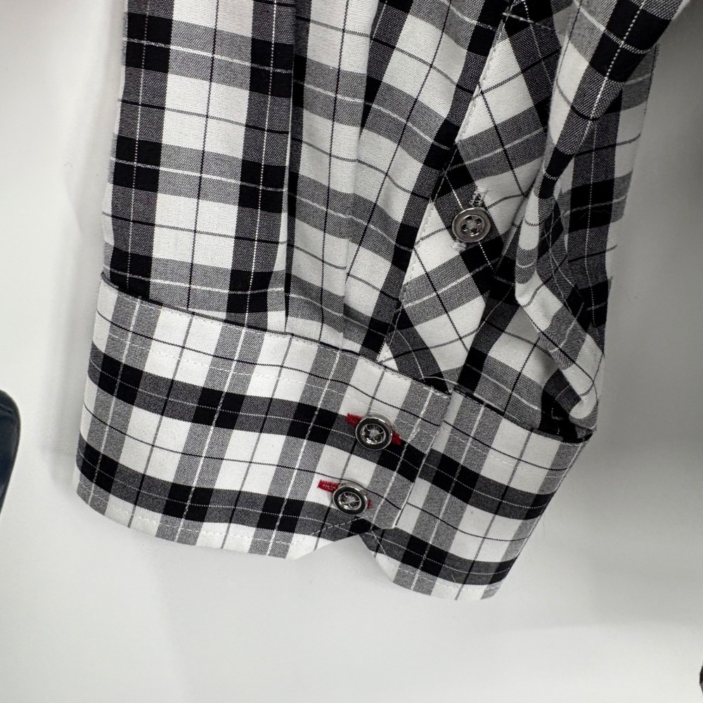 TALBOTS 20W‎ NON-IRON PERFECT SHIRT PLAZA PLAID BLACK WHITE COTTON - Picture 13 of 15